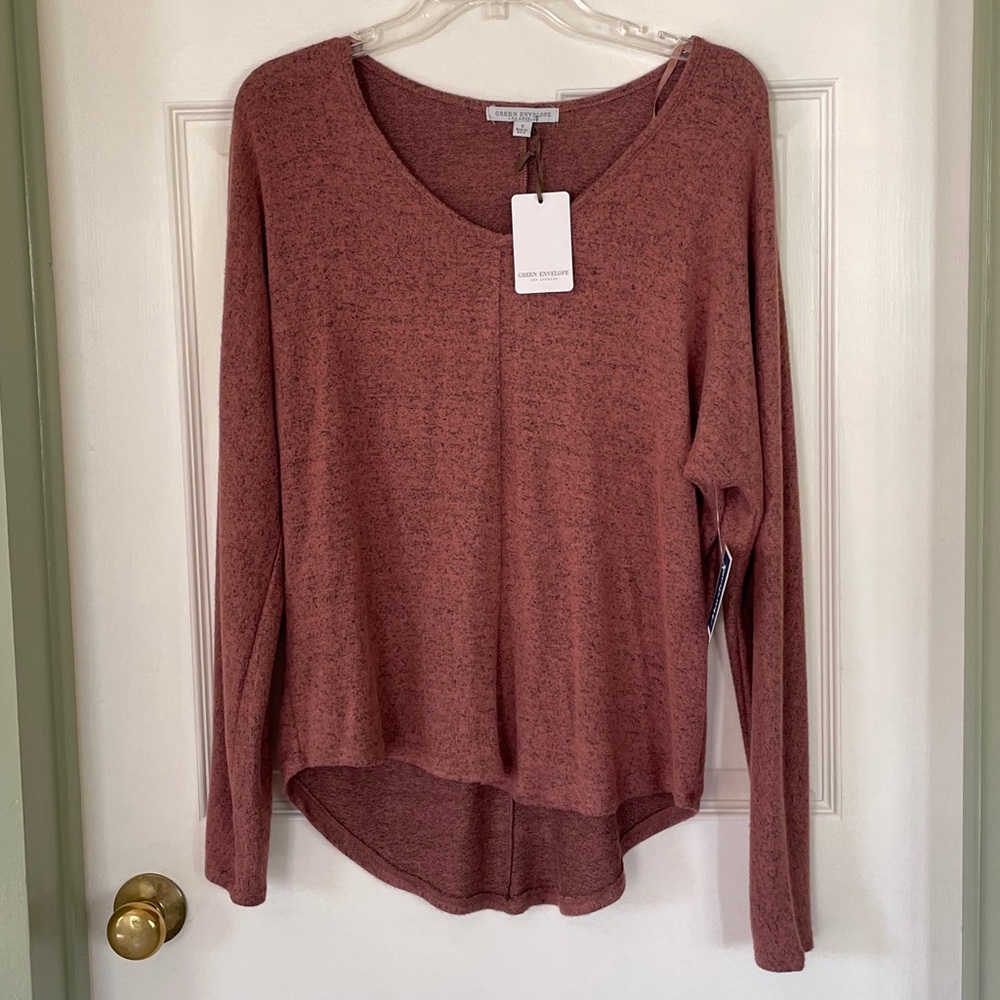 NWT Small Burnt Orange Green Envelope Sweater